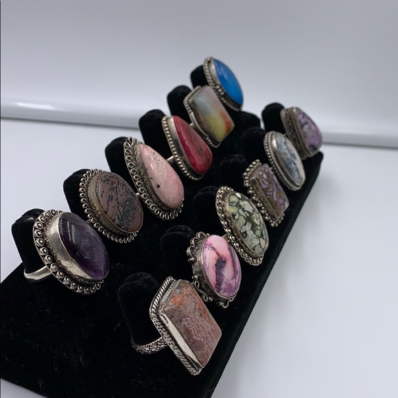 Sterling silver natural stones rings - Picture 5 of 7